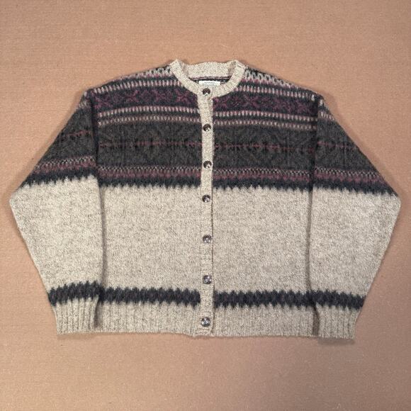 Vintage Wool Blend Striped Button Cardigan Sweater St Johns Bay L Made in USA - Picture 2 of 8